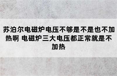 苏泊尔电磁炉电压不够是不是也不加热啊 电磁炉三大电压都正常就是不加热